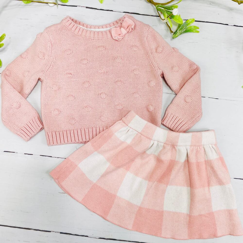 Isaac Mizrahi  Pink Sweater with Pink Plaid Matching Skirt - Size 12 months